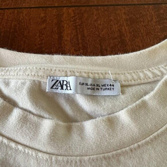 Zara Oversized T-Shirt – Cream / Off-White – Men’s XL - Picture 2 of 4